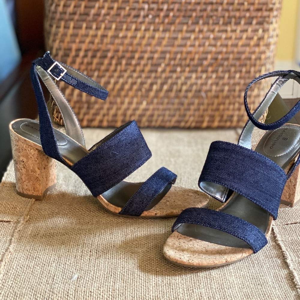 Bandolino Anchor Block Heel Sandal Denim Blue 8